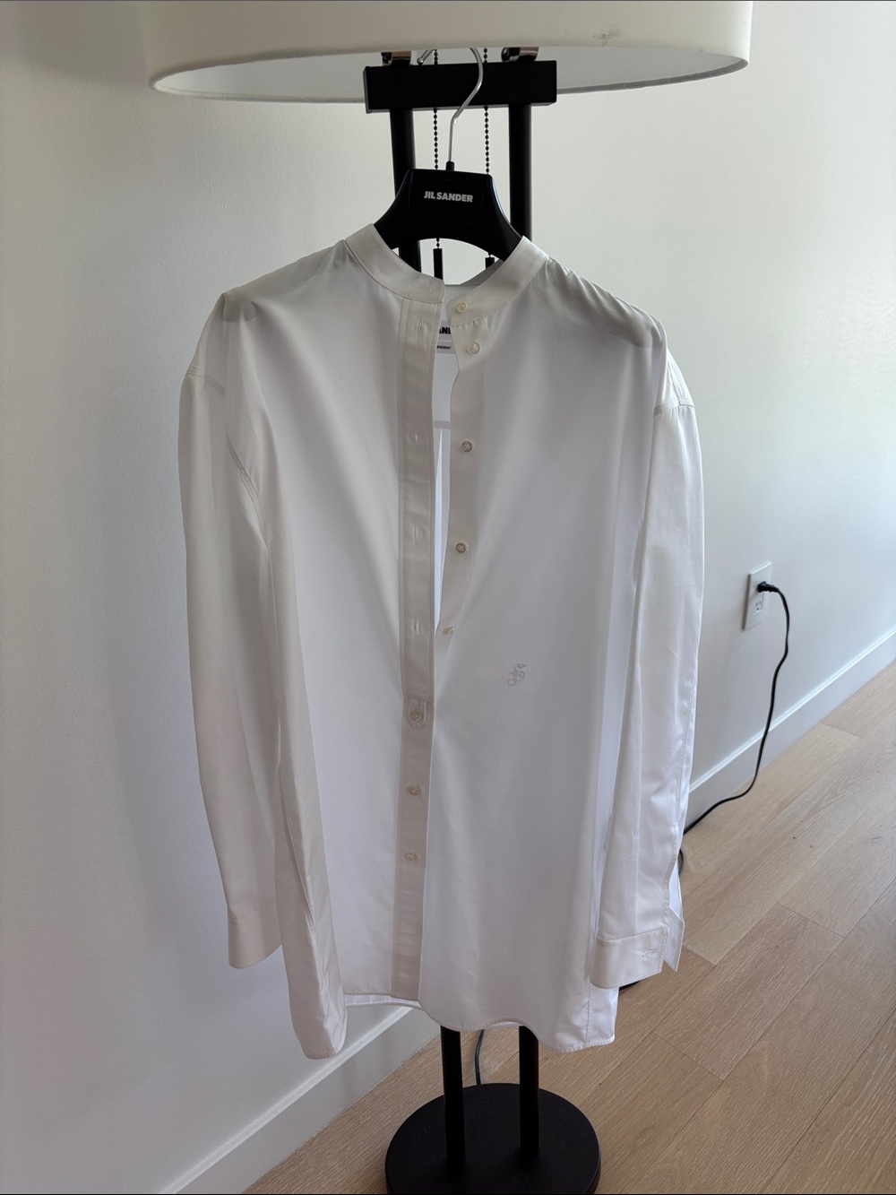 Jil Sander white Mandarin Collar Button-Up long dress/Shirt